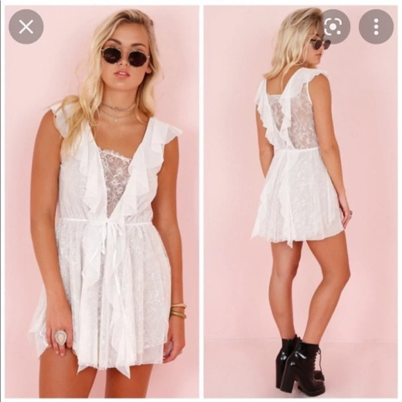 For Love And Lemons Stardust Mini Dress - White Floral Lace - Picture 14 of 14